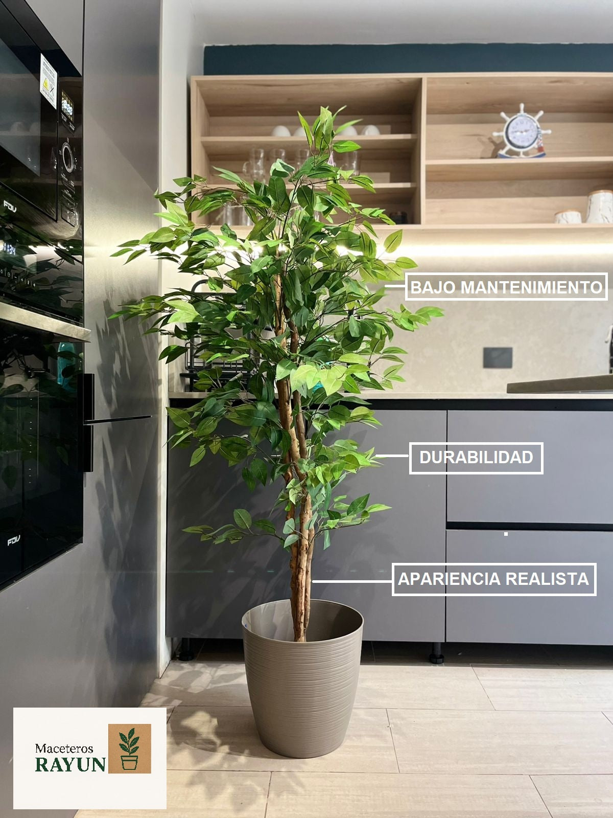 Ficus tronco natural y follaje artificial